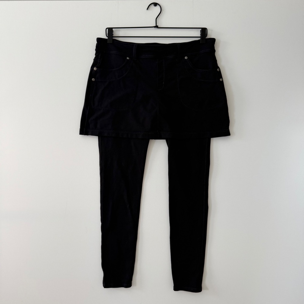 Athleta Women Black Skapri Skirt Leggings Capri Activewear Size M